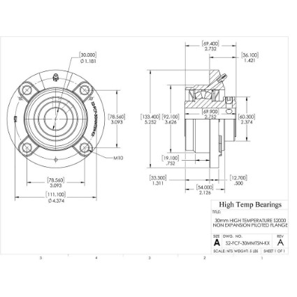Picture of 30mm High Temperature S2000 Non Expansion Piloted Flange Heavy Duty Bearing