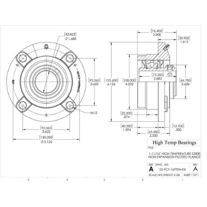 Picture of 1-11/16" High Temperature S2000 Non Expansion Piloted Flange Heavy Duty Bearing