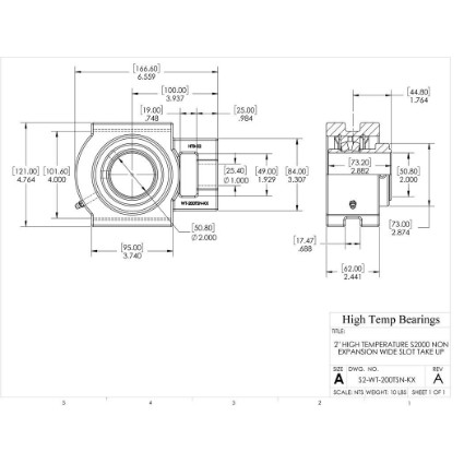 Picture of 2" High Temperature S2000 Non Expansion Wide Slot Take Up Heavy Duty Bearing