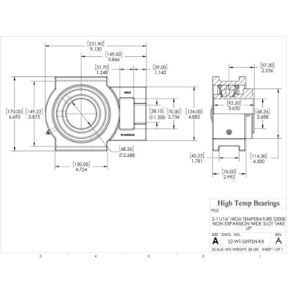 Picture of 2-11/16" High Temperature S2000 Non Expansion Wide Slot Take Up Heavy Duty Bearing