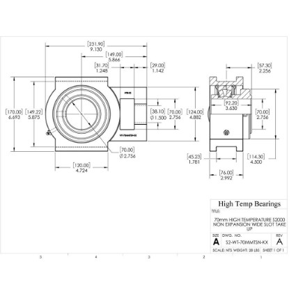 Picture of 70mm High Temperature S2000 Non Expansion Wide Slot Take Up Heavy Duty Bearing