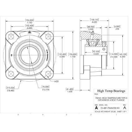 Picture of 70mm High Temperature Type E Expansion 4 Bolt Flange Heavy Duty Bearing