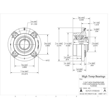 Picture of 1-3/4" High Temperature Type E Expansion Piloted Flange Heavy Duty Bearing